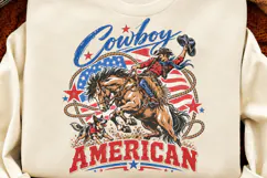 : America Runs On Saddle Time Cowboy PNG, Patriotic Western Product Image 3