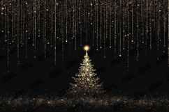 Gold Glitter Christmas Tree with Falling Lights Background Product Image 1