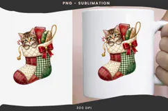 Christmas bookish cat png design for T-shirts Product Image 3