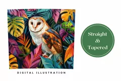 Owl Tumbler Sublimation, Tropical Tumbler Wrap, Owl PNG Product Image 3