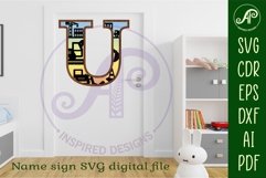 Construction Large U wall Letter 3 layer sign Product Image 3