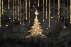 Gold Glitter Christmas Tree with Sparkling Falling Stars Product Image 1