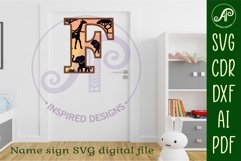 Safari animals Large F wall Letter 3 layer sign Product Image 3