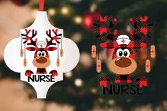 Christmas Nurse SVG, Buffalo Plaid Moose SVG, Nurse Svg Product Image 3