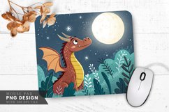 Whimsical Dragon Under a Moonlit Sky mouse pad PNG Design Product Image 1
