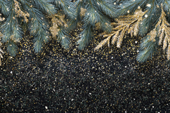 Gold Glitter Winter Pine Branch Background Holiday Design Product Image 1