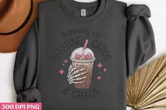 Runnig on caffine cafos & chaos PNG, Iced Coffee Sublimation Product Image 3