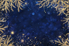 Blue Gold Christmas Glitter Background Festive Sparkle Art Product Image 1