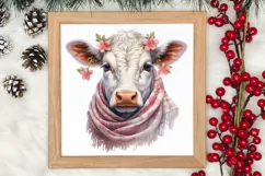 Beautiful Christmas Cow Clipart, Christmas Cow Clipart Product Image 3