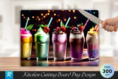 Row of Milkshakes straws Cutting Board Sublimation Design Product Image 1