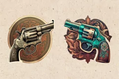 Vintage Revolver Sublimation Print Design PNG Product Image 3