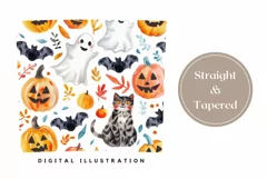 Halloween Doodles Tumbler Design, Watercolor Halloween Bats Product Image 3