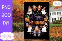 Happy Halloween garden flag sublimation PNG, Spooky PNG Product Image 1