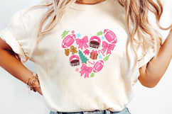 Pink Christmas Football Heart Sublimation, Christmas Png Product Image 3