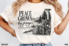 Peace Grows by Prayer Shirt PNG, Praying Woman Christian Shi Product Image 3