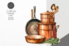 Copper pots clipart, Kitchen clipart, Farmhouse clipart Product Image 1
