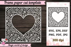 Valentine cute heart frame svg, Paper cute svg Product Image 1