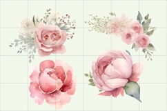 Watercolor Pink Peony Clipart PNG, Pink Peony Ornament Product Image 3