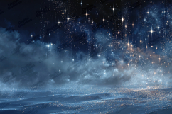 Blue Glitter Night Sky and Snow Fantasy Background Product Image 1