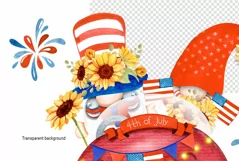 Watercolor gnomes America by car, Dwarfs Patriots PNG Product Image 3