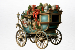 Vintage Green Christmas Clipart PNG Product Image 3