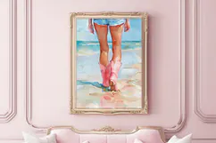 Watercolor Coastal Cowgirl Boots Beach Print Product Image 3