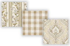 Linen Toile Digital Paper Pack, Vintage Floral Toile Product Image 3