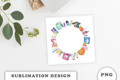 Watercolor School Supplies Frame png Product Image 3