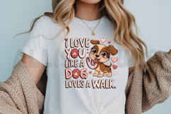 Cute Cartoon Dog Loves You Like A Walk Valentine Design Product Image 3