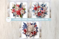 3D Patriotic Flowers Tumbler Sublimation Designs Product Image 4