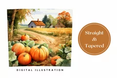 Farmhouse Tumbler Wrap, Watercolor Pumpkins Sublimation Product Image 3