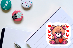 Adorable bear with Hearts | Valentine's animal sticker sheet Product Image 2