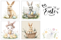 Watercolor Bunny Square Coasters, Easter Chick Coasters Product Image 3