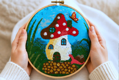 Cross stitch mushroom house pattern, fantasy amanita home Product Image 3