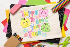 Happy To See Your Face SVG PNG Cute Smiling Apples Back to Product Image 3