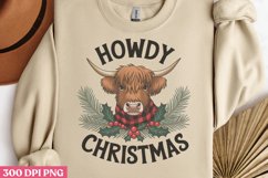 Howdy Christmas PNG, Highland Cow Sublimation PNG Product Image 3