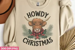 Howdy Christmas PNG, Highland Cow Sublimation PNG Product Image 3