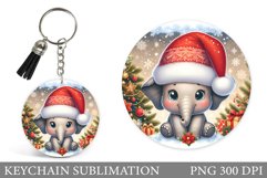 Christmas Elephant Keychain. Winter Elephant Keychain Design Product Image 1