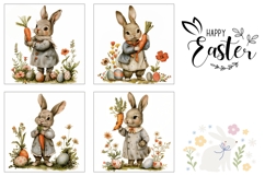 Vintage Easter Bunny Coaster Designs, Vintage Bunny PNG Product Image 3