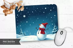 Snowman in Winter Wonderland Mouse Pad PNG Product Image 1