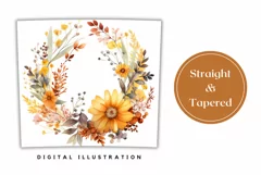 Watercolor Fall Wreath Tumbler Wrap, Floral Wreath PNG Product Image 3