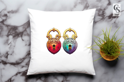 Vintage Decorative Padlocks Clipart Sublimation PNG Product Image 3