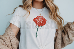 Red Rose Illustration On White Seamless Background Vector Product Image 3