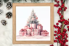 Pink Christmas gifts clipart sublimation, Christmas PNG Product Image 3