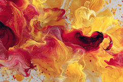Red Yellow Fluid Paint Background Vibrant Abstract Artwork Product Image 1