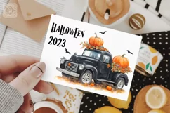 Watercolor Halloween Truck PNG sublimation Product Image 4