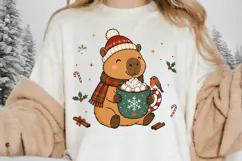 Cute Christmas Capybara PNG Clipart, Cozy Winter Capybara Product Image 2