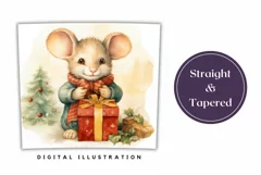 Christmas Tumbler Design, Watercolor Winter Mouse Tumbler Product Image 3