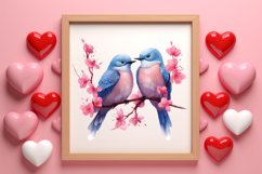 Valentine Kissing Birds Clipart, Valentine Couplet Product Image 3