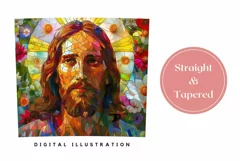 Stained Glass Jesus Tumbler Wrap, Jesus Sublimation Design Product Image 3